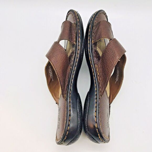 B.Ø.C Born Concept Brown Leather Sandals Women's 8M Cross Toe Strap Slip On Shoe - Picture 7 of 13